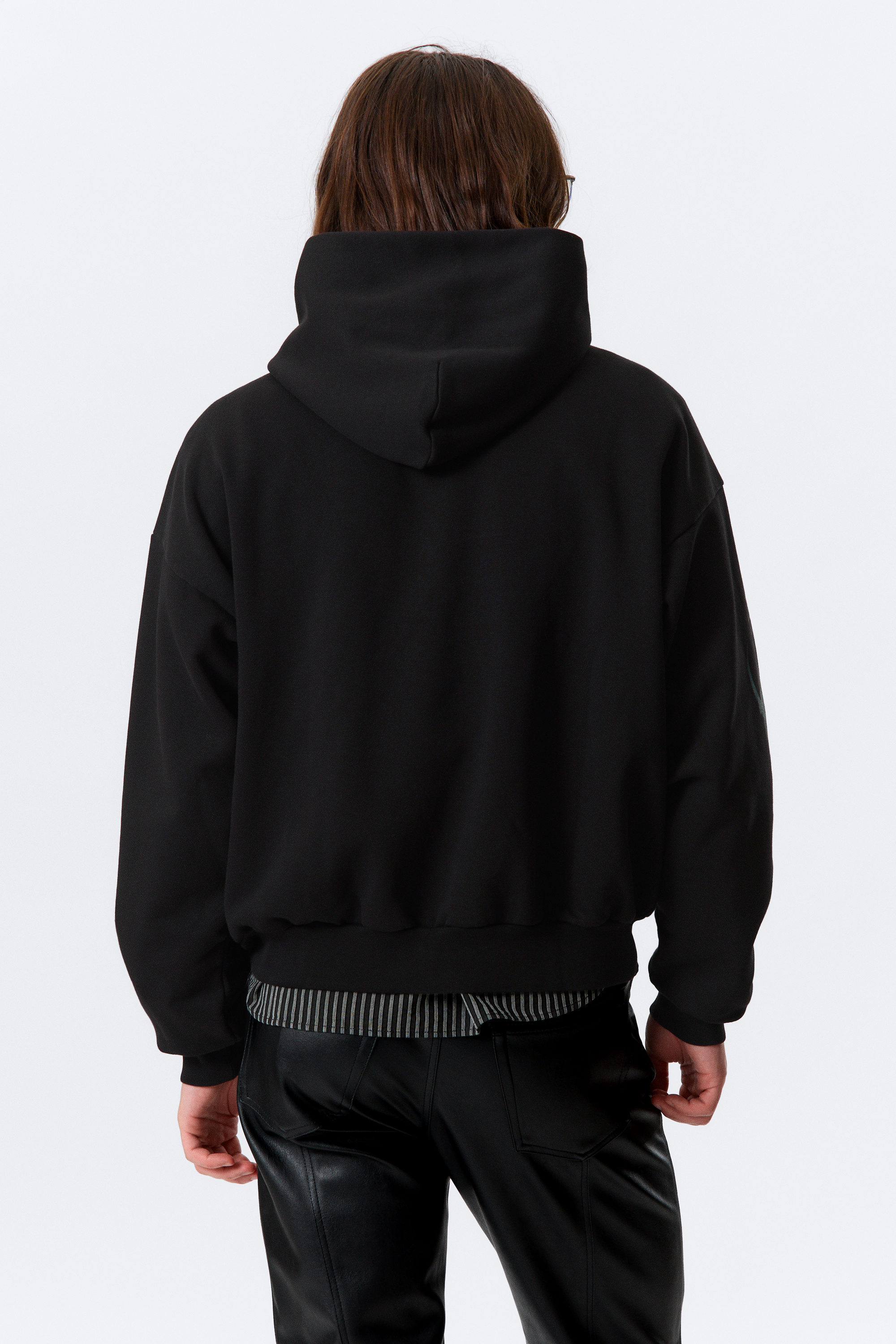 Black - Dragon - Square Loose Fit Graphic Hoodie - 3