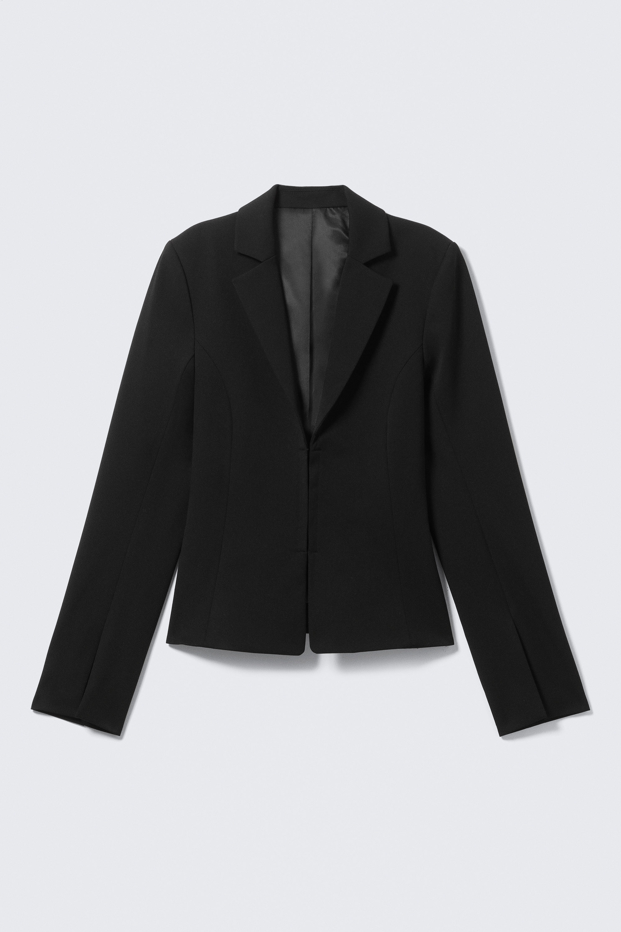 Black - Fitted Blazer with Vented Sleeves - 4