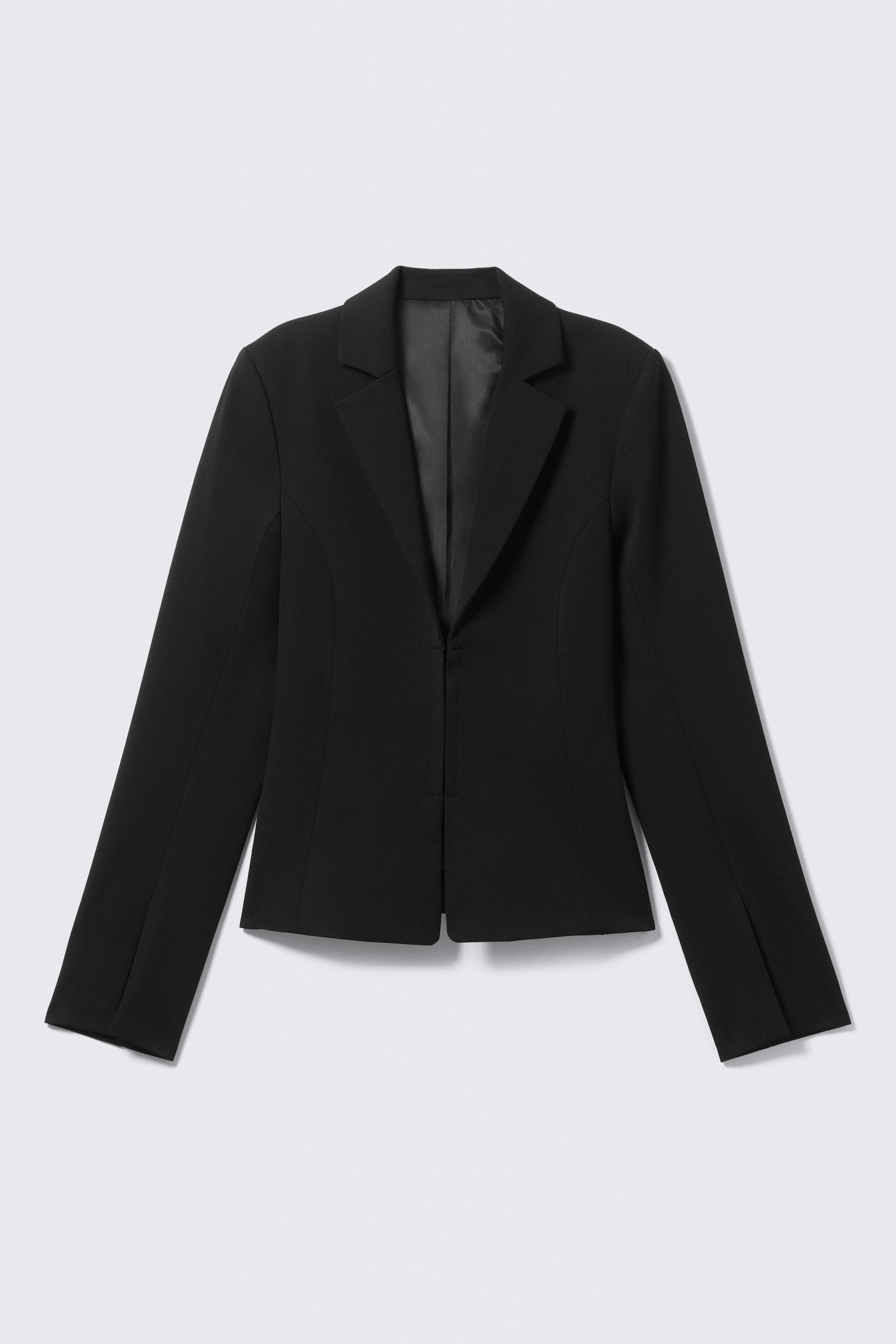 Black - Fitted Blazer with Vented Sleeves - 4