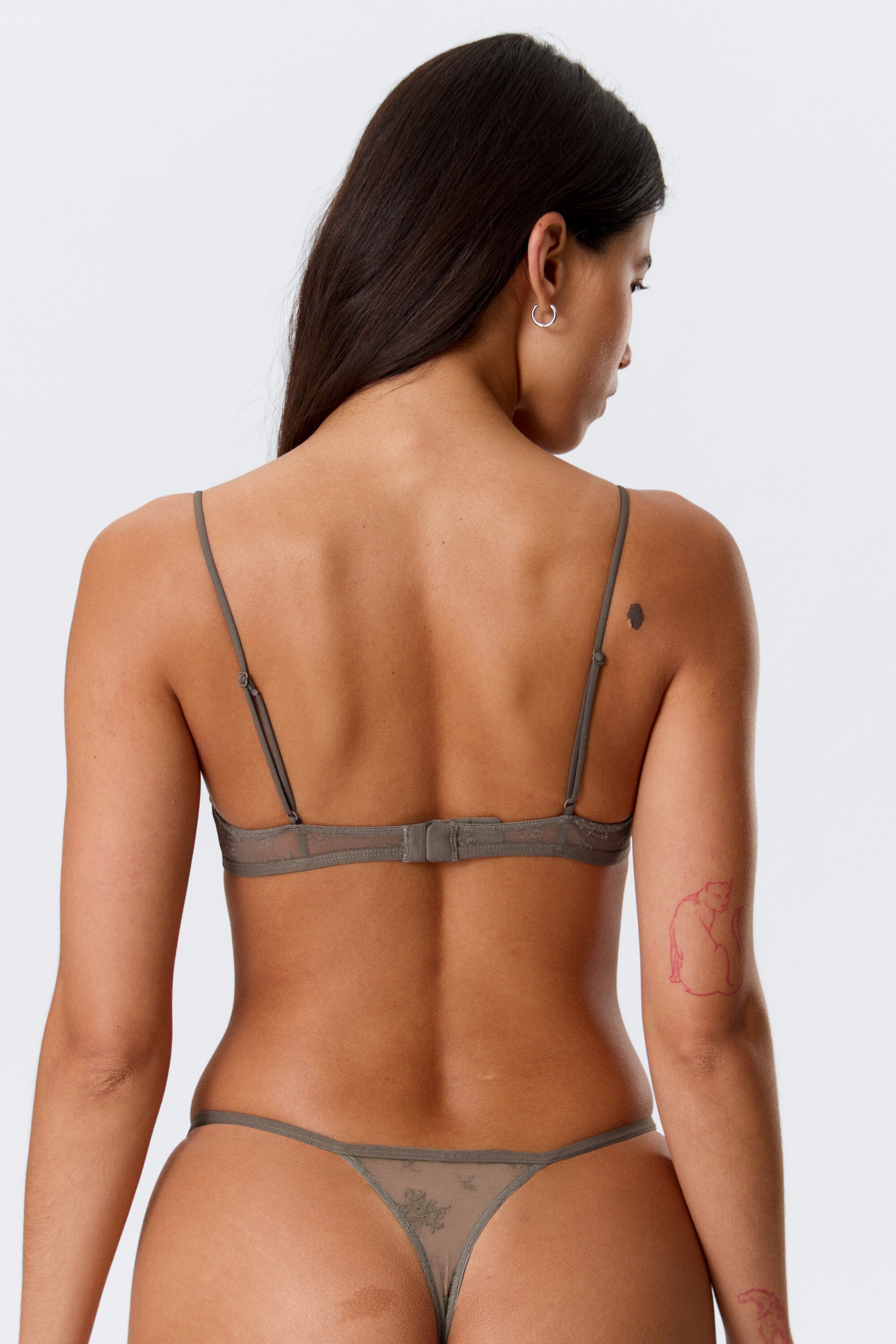 Dusty Grey - Lace Triangle Soft Bra - 2