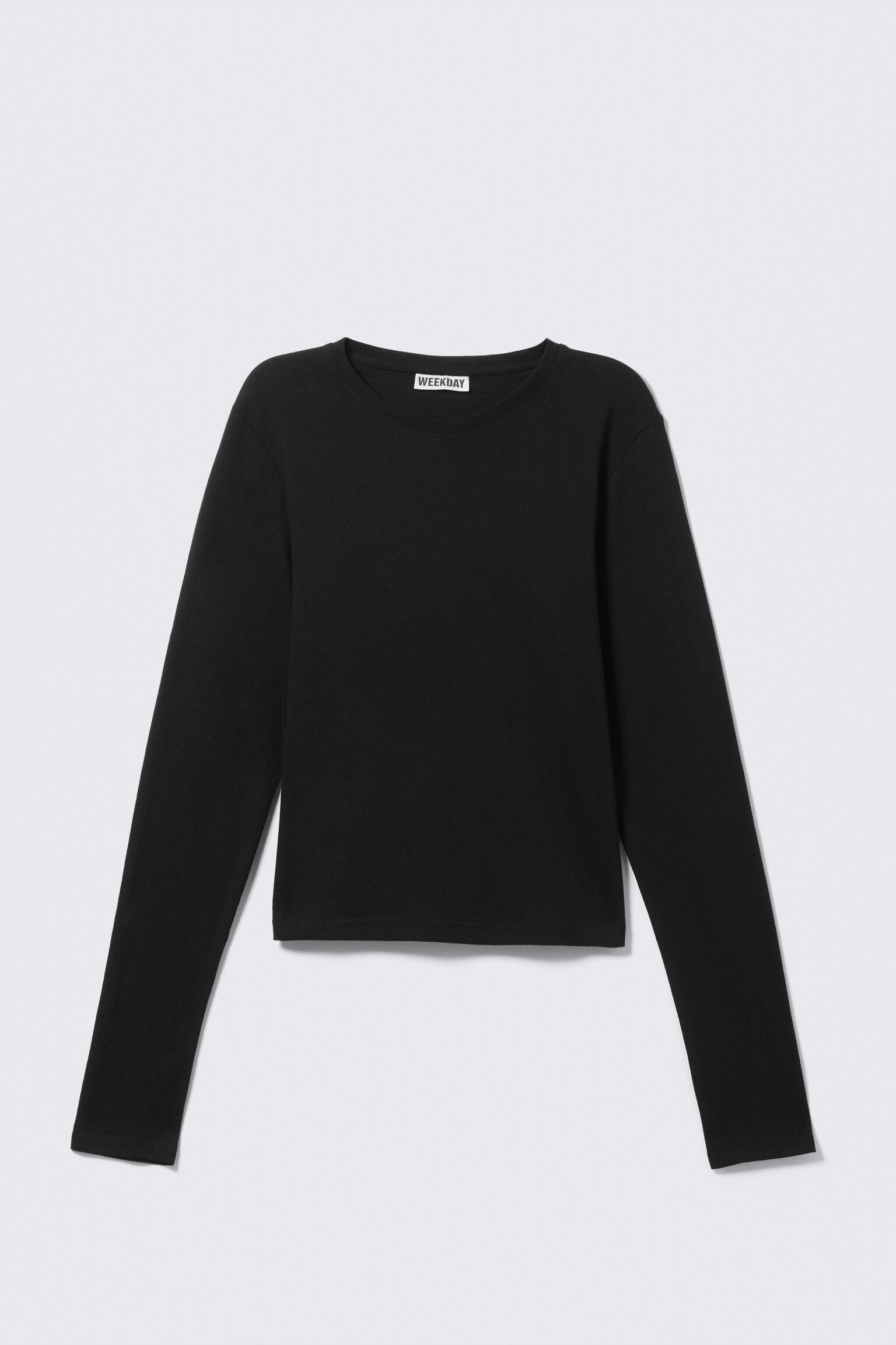 Slim Long-Sleeved Cotton Top - Black/White/Black & Grey Stripes - 2
