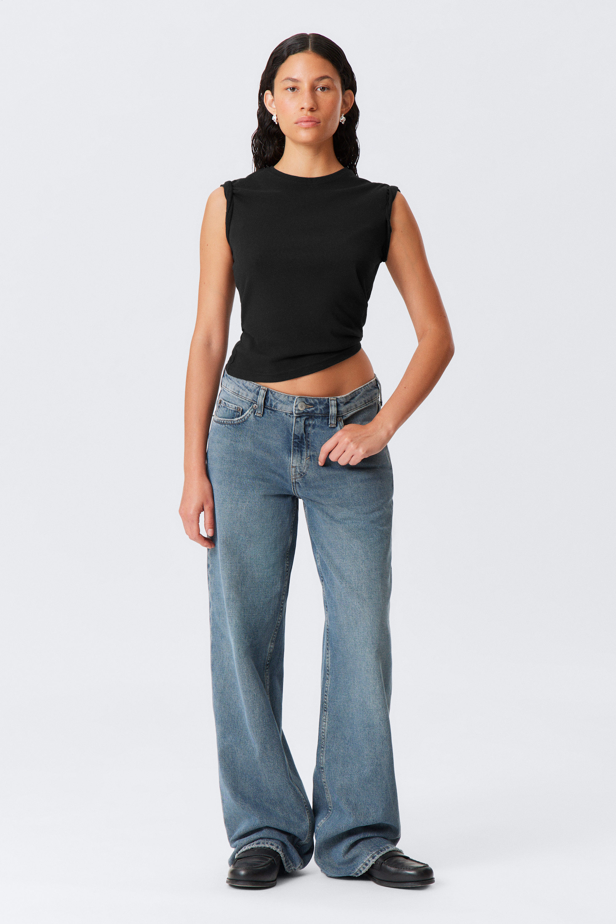 Kite Blue - Mittelblau - Ample Low Waist Loose Wide Leg Jeans - 1