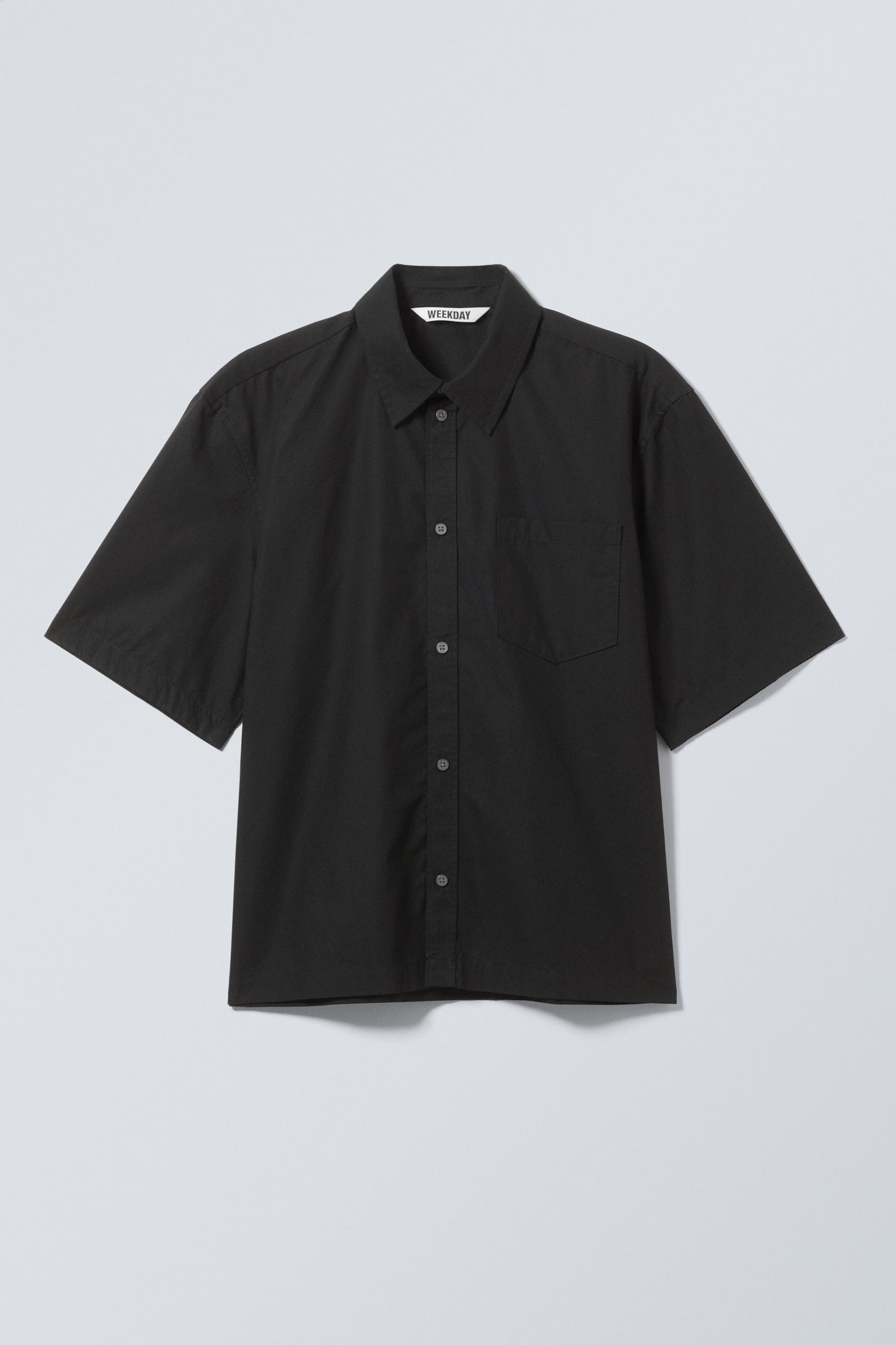 Black - Relaxed Fit Short-Sleeved Cotton Shirt - 4