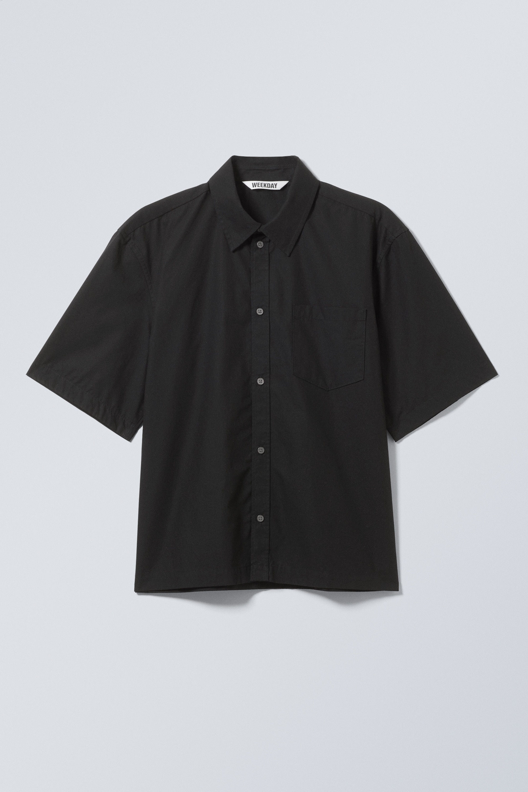 Schwarz - Kurzärmliges Baumwollhemd mit lockerer Passform - 1