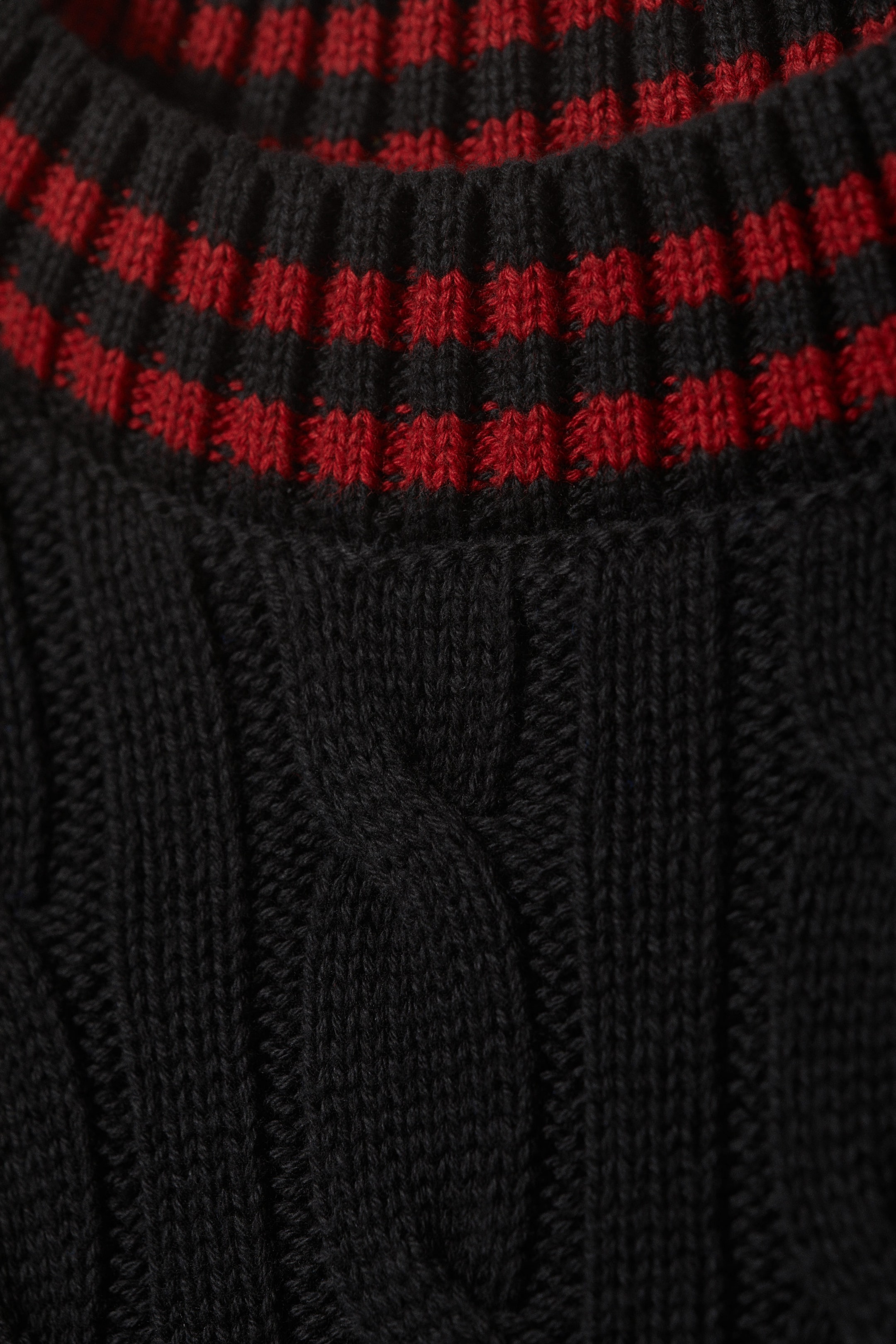 Black - Oversized Cable Knit Sweater - 2