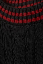 Black - Oversized Cable Knit Sweater - 1