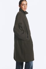Dunkelgrau - Weit geschnittener Car Coat aus Canvas - 3