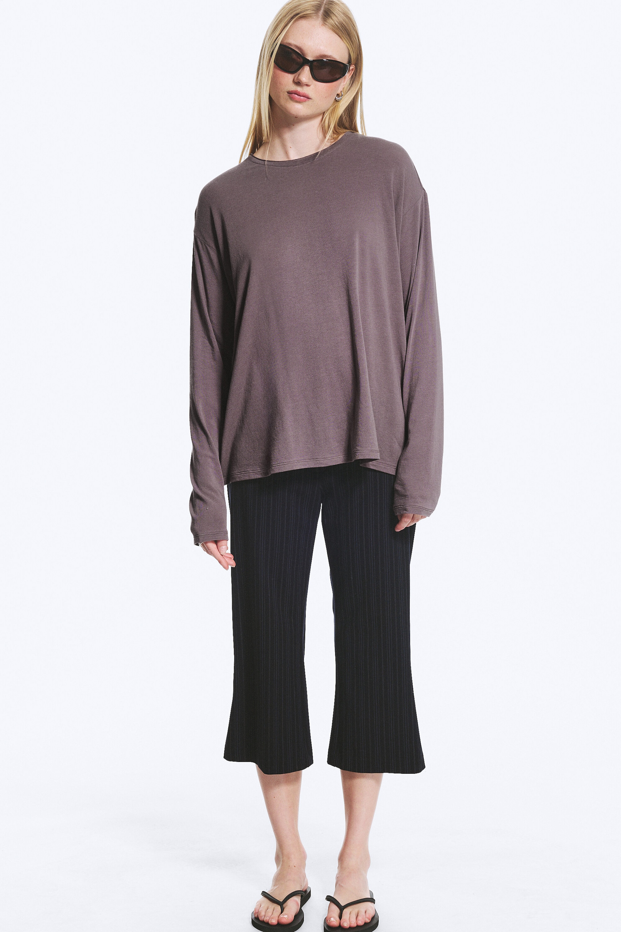 Washed Purple - Locker geschnittenes Longsleeve - 1