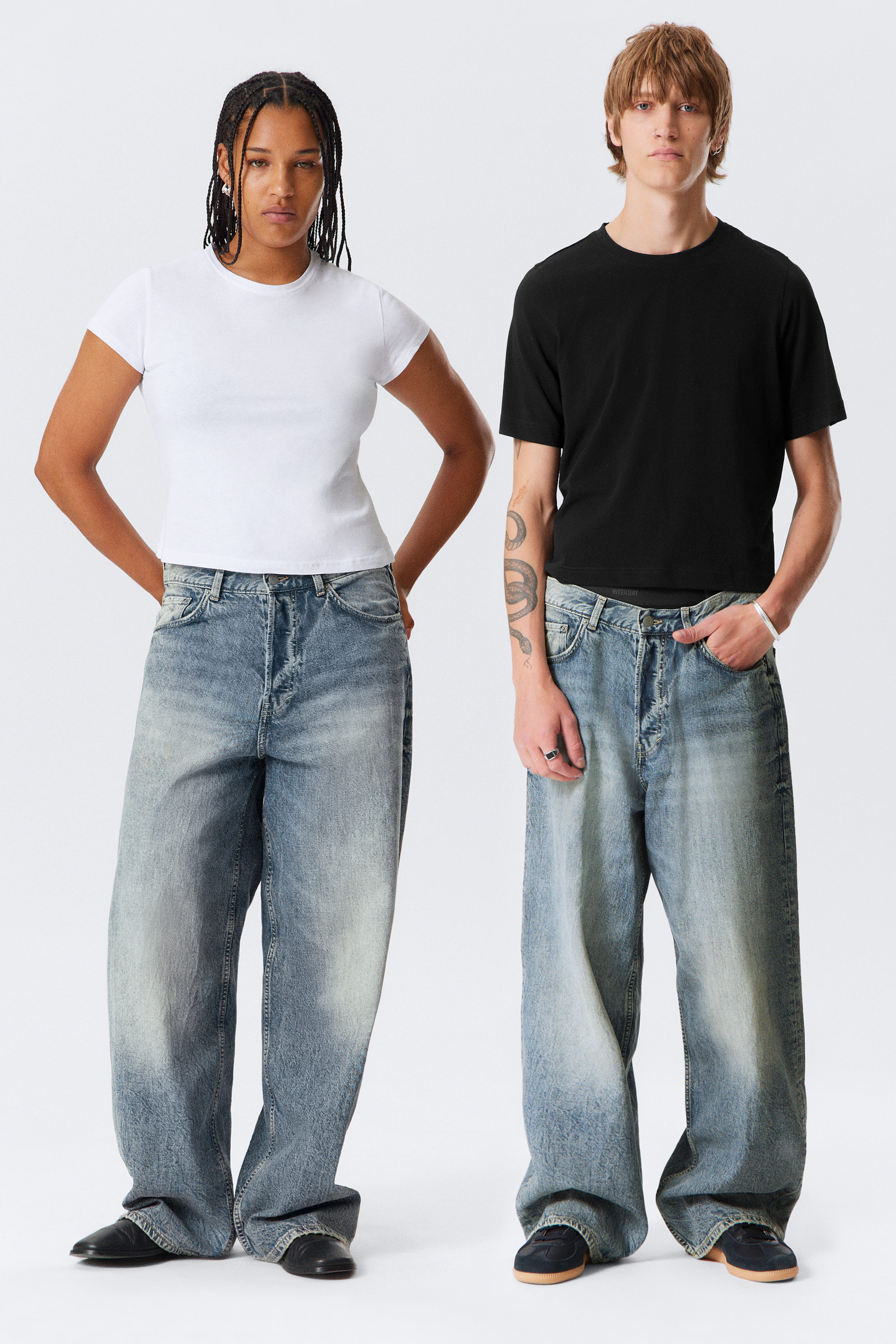 Torn Blue - Mittelblau - Astro Loose Baggy Leg Jeans - 1