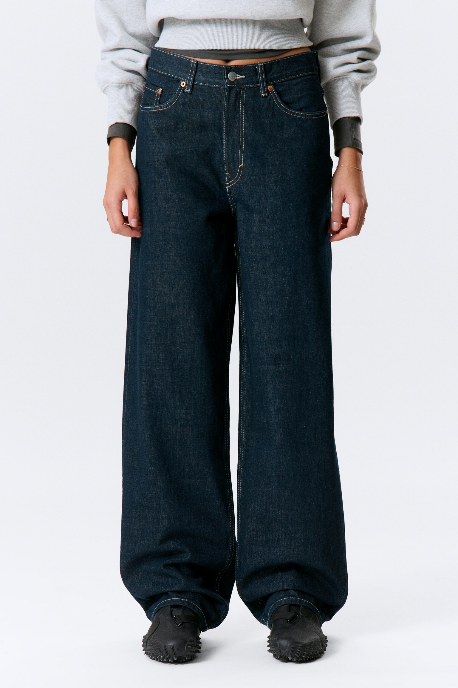Rail Mid Rise Loose Wide Leg Jeans - Blue Rinse - Dark Blue/Deep Ocean Blue - Dark Blue/Misty Grey - Light Grey/Ink Black - Black - 5