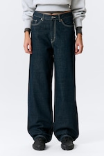 Blue Rinse - Dark Blue - Rail Mid Rise Loose Wide Leg Jeans - 1