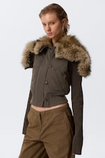 Dark Grey - Convertible Hood Bomber Vest - 1