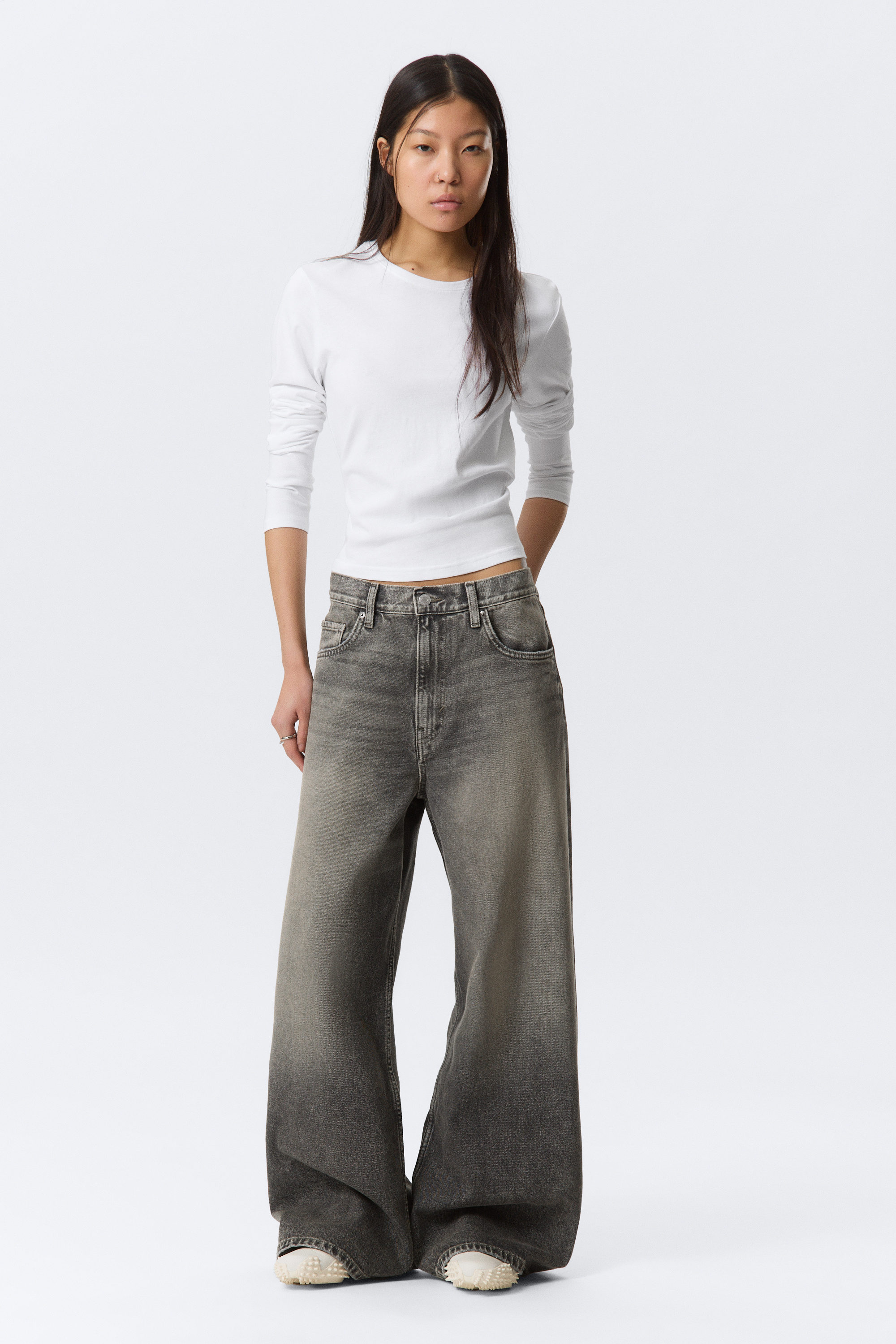 Redondo Black - Washed Black - Solar Loose Wide Leg Unisex Jeans - 1