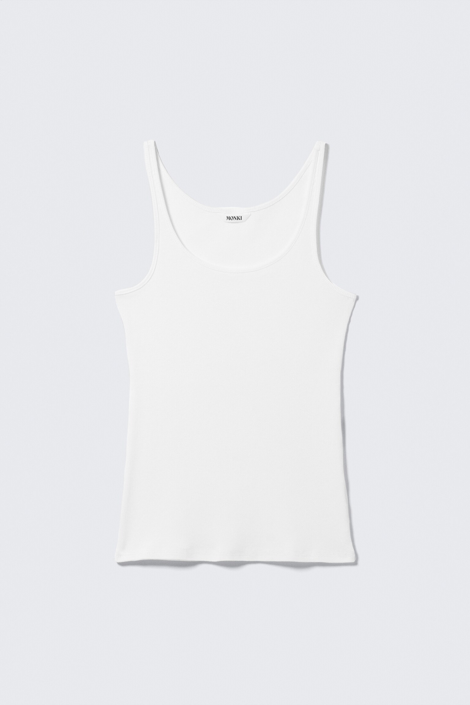 Рипсено потник с овално деколте - Бял/Ярко червено - 2