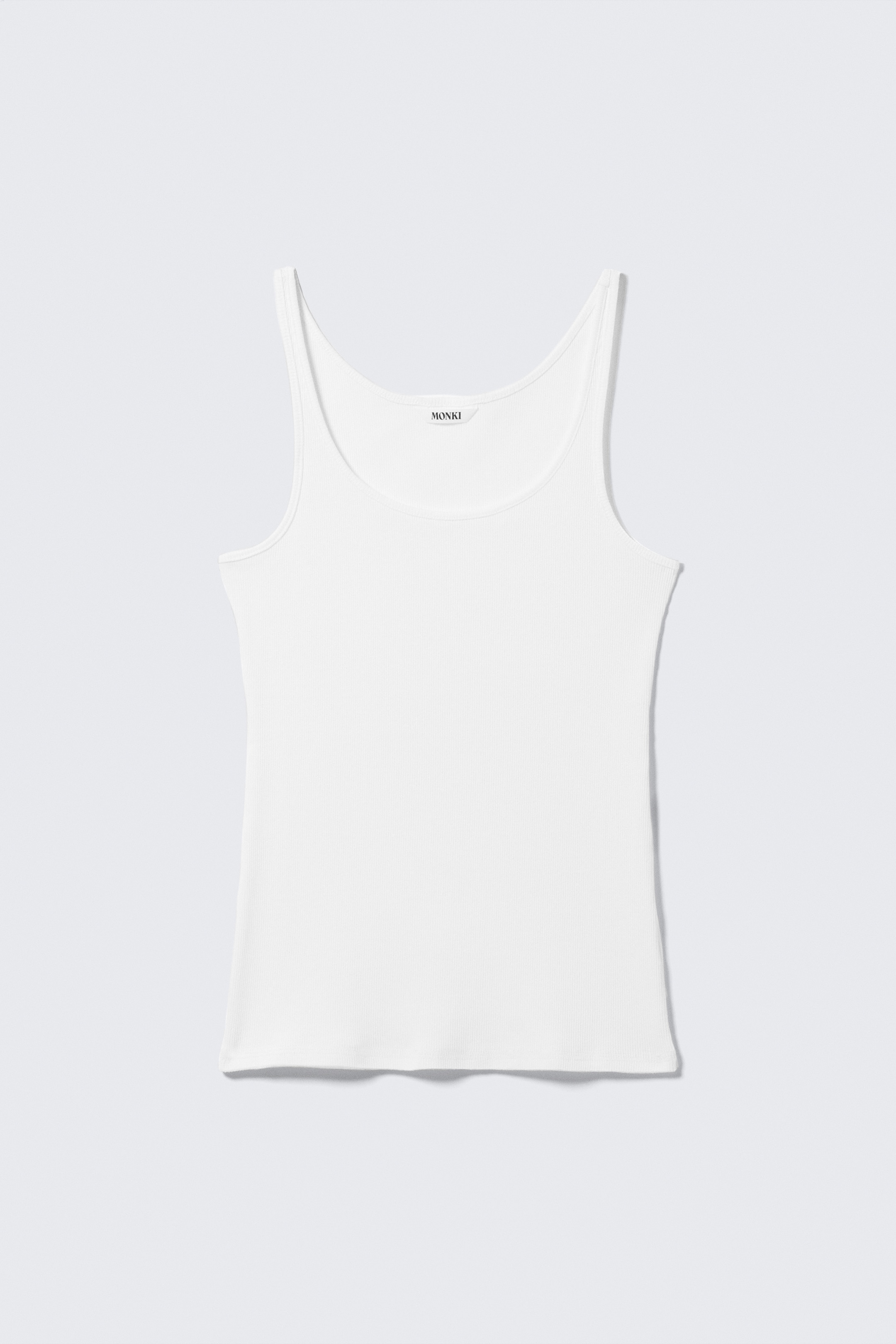 Преглед на по-голямо изображение: Рипсено потник с овално деколте - Бял - ЖЕНИ | H&M BG 1