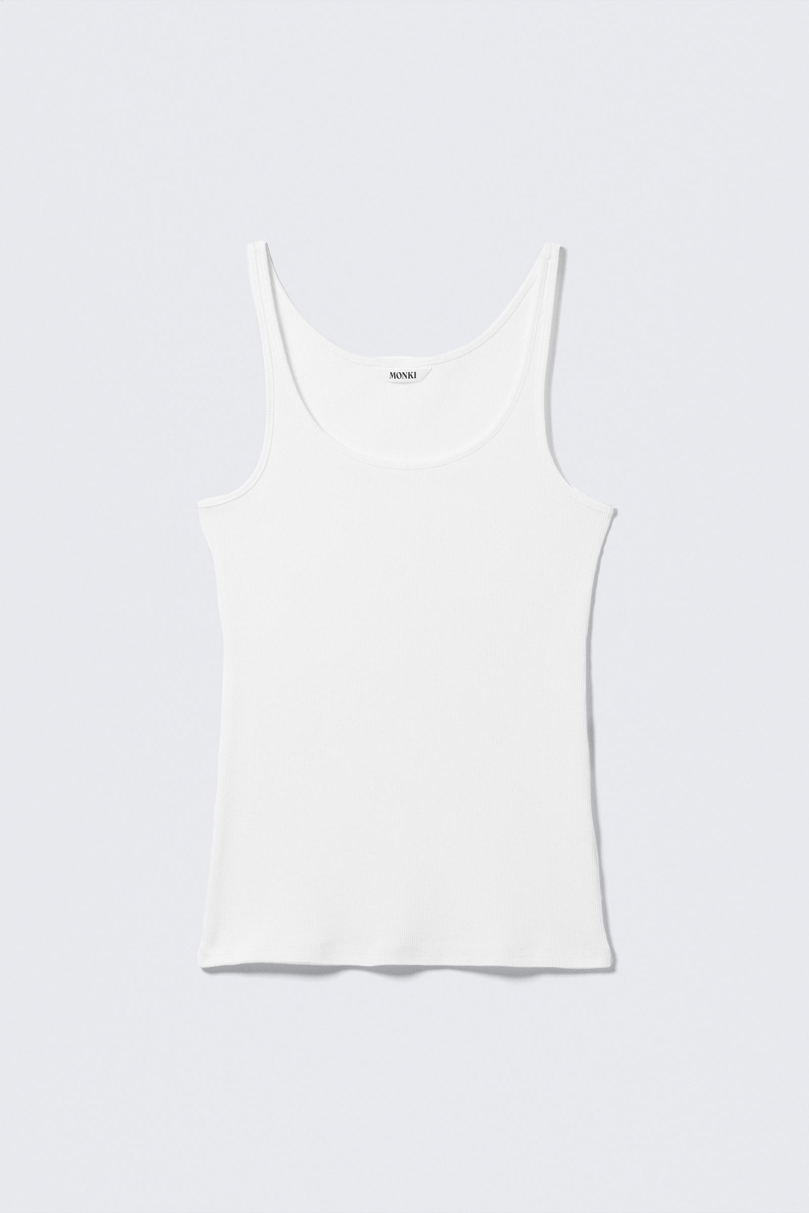 ribbed scoop neck tank top - White | Monki WW