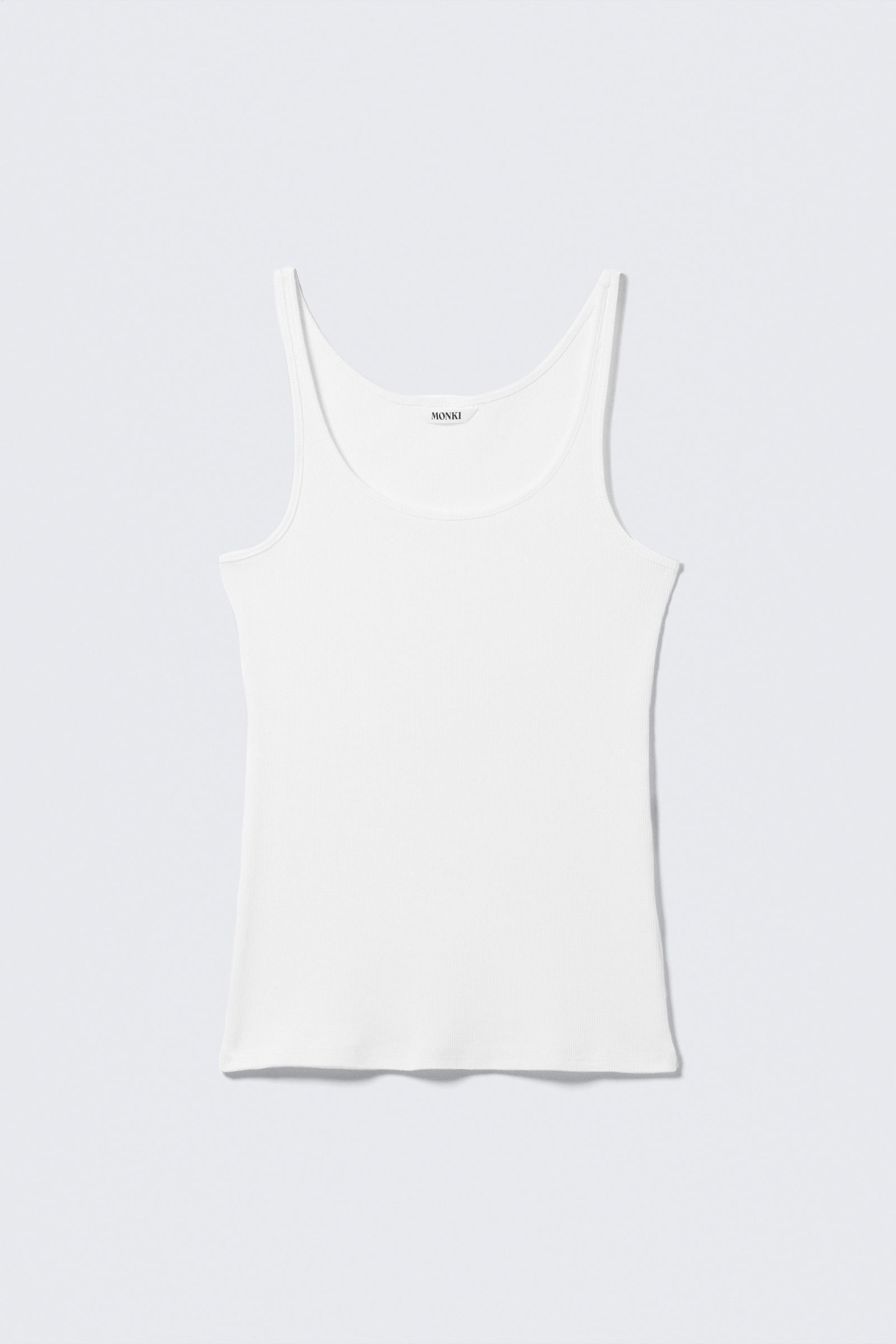 Weiß - Geripptes Tanktop mit Rundhalsausschnitt - 3