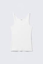 Weiß - Geripptes Tanktop mit Rundhalsausschnitt - 3