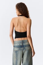 Black - Sleeveless Waterfall Top - 2