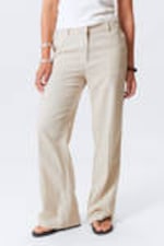 Ecru - Mid Linen Blend Suit Trousers - 1