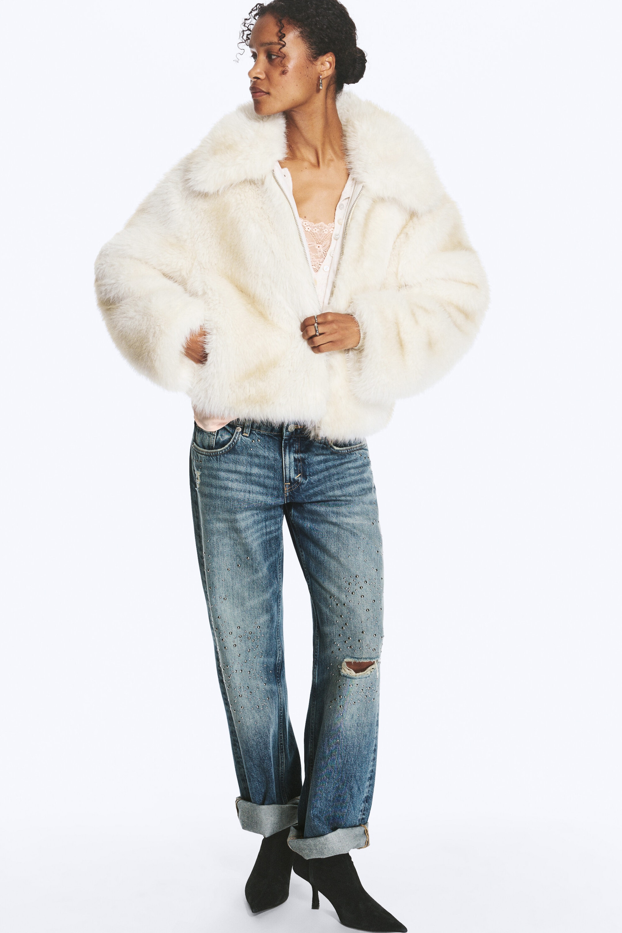 Off-white - Faux Fur Zip Jacket - 2