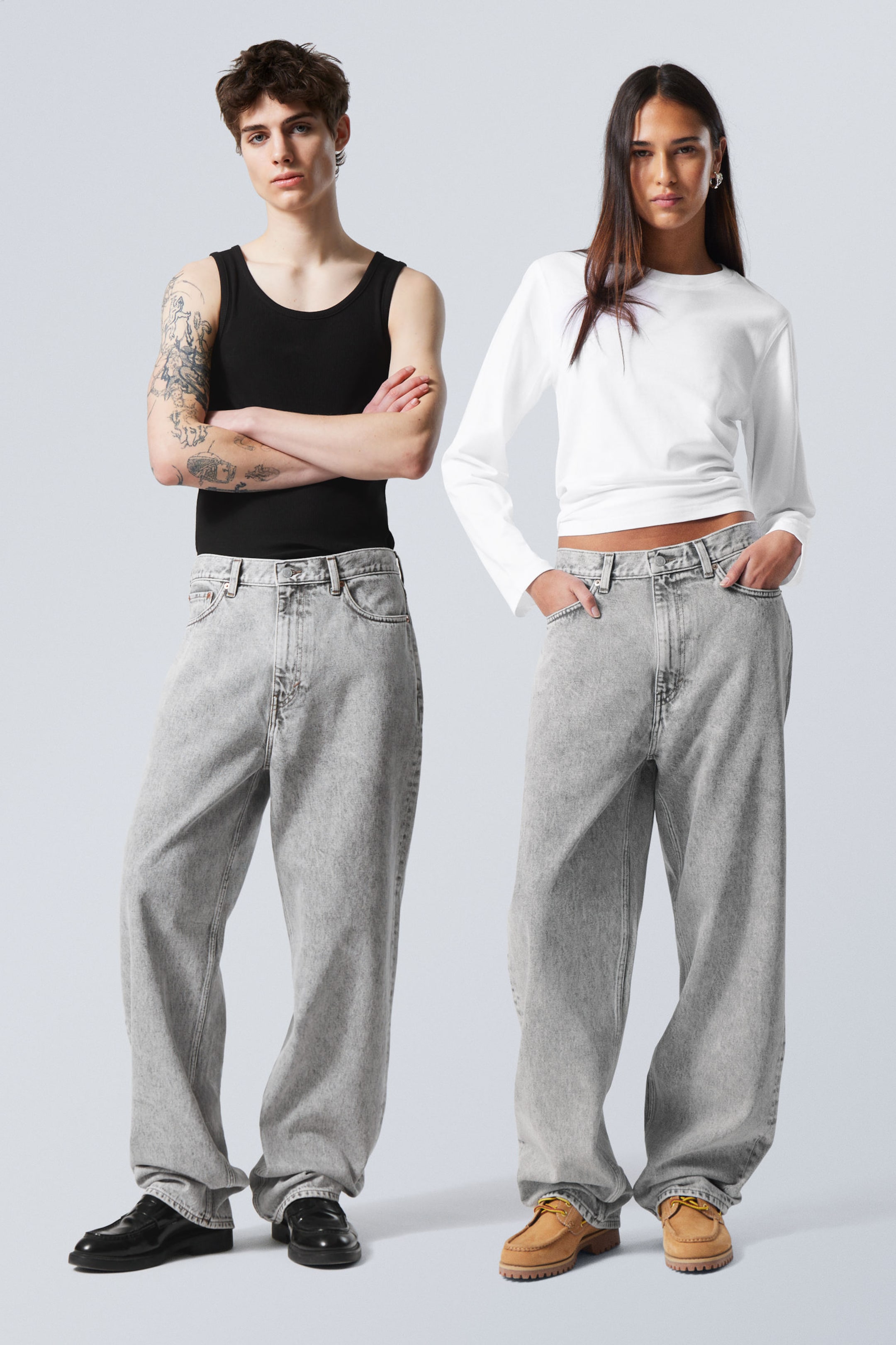 Monolith Grey - Light Grey - Galaxy Loose Straight Leg Jeans - 1