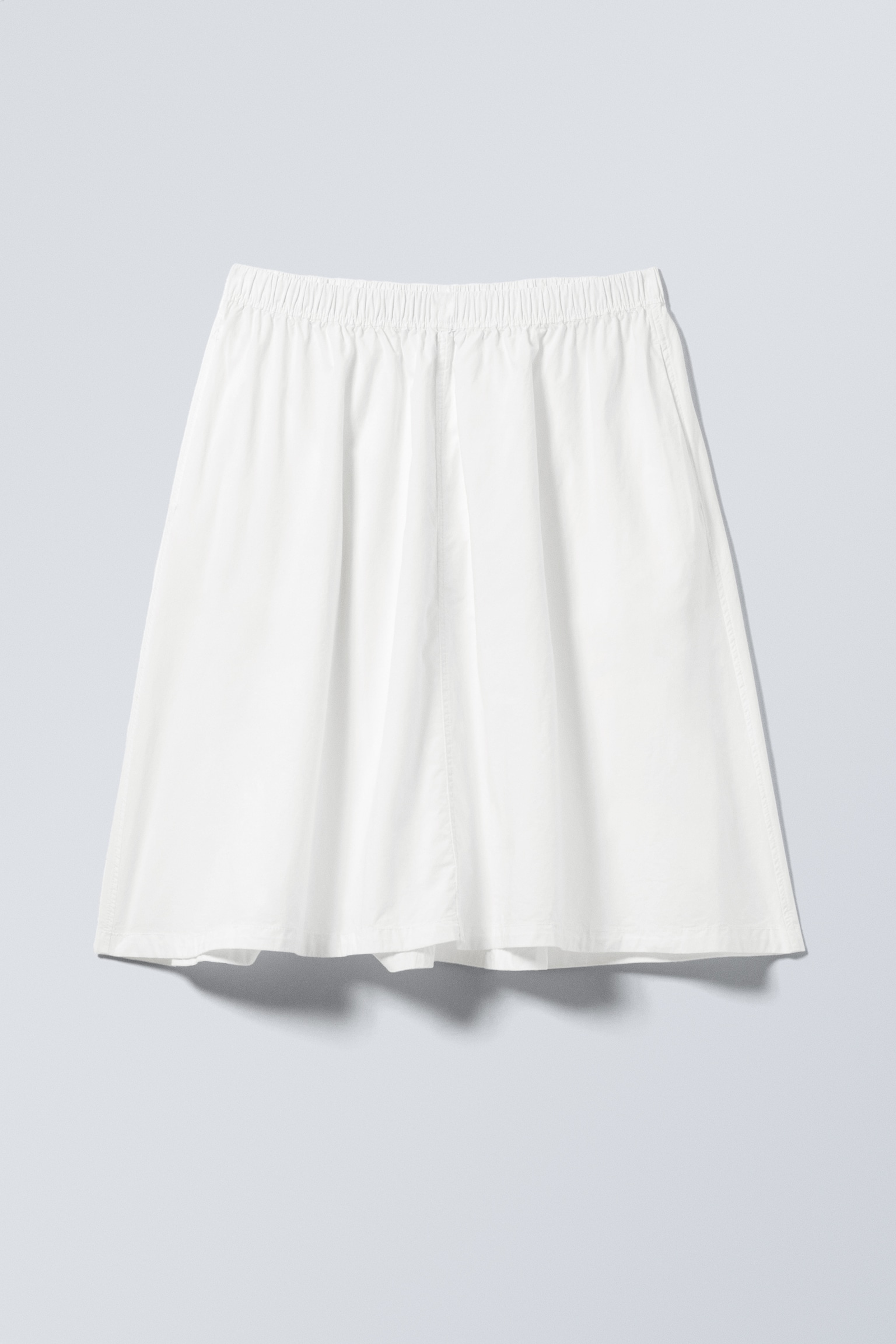 Cotton Poplin Midi Skirt - White