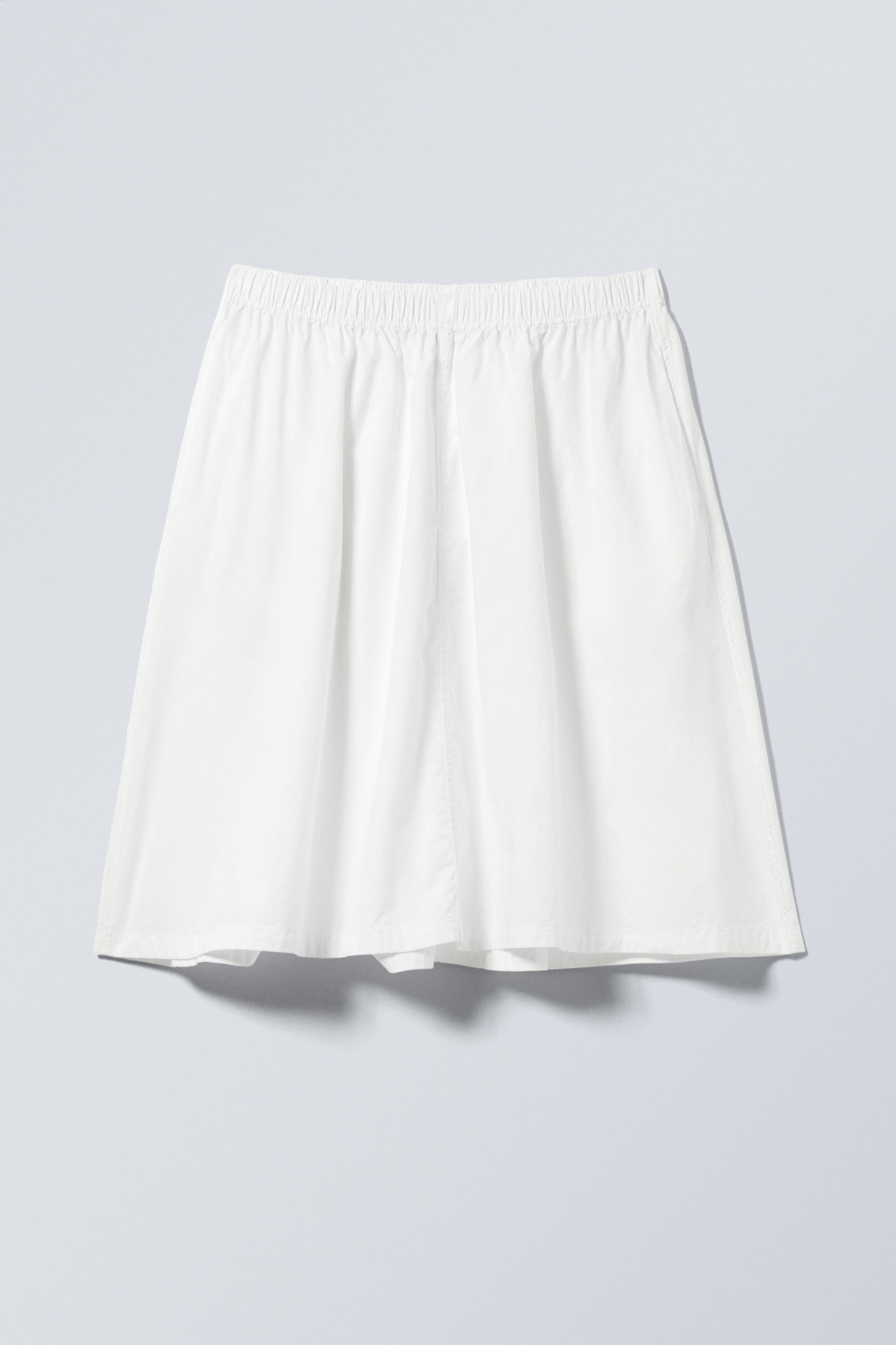 White - Cotton Poplin Midi Skirt - 4