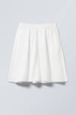 White - Cotton Poplin Midi Skirt - 4