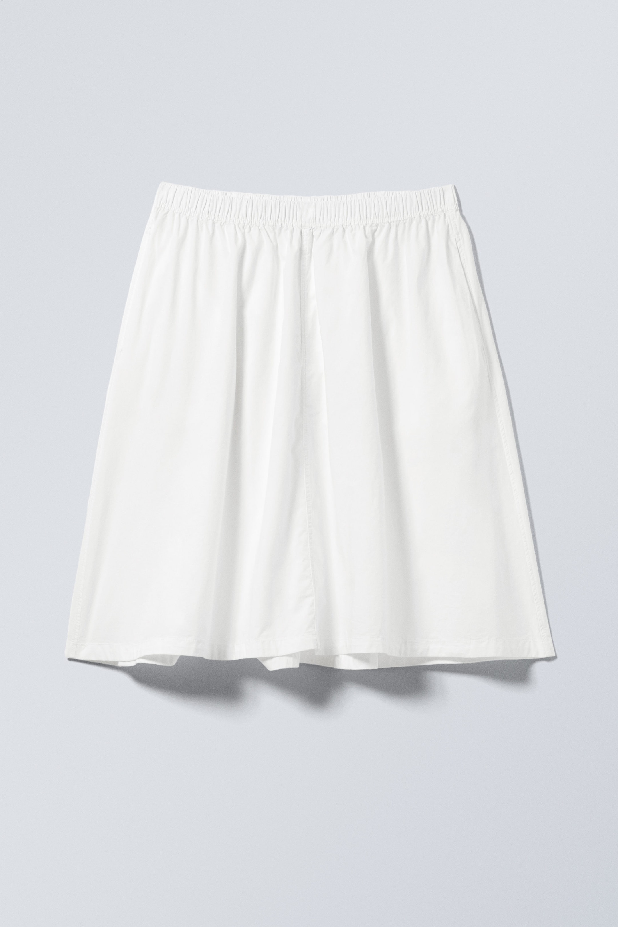 White - Cotton Poplin Midi Skirt - 1