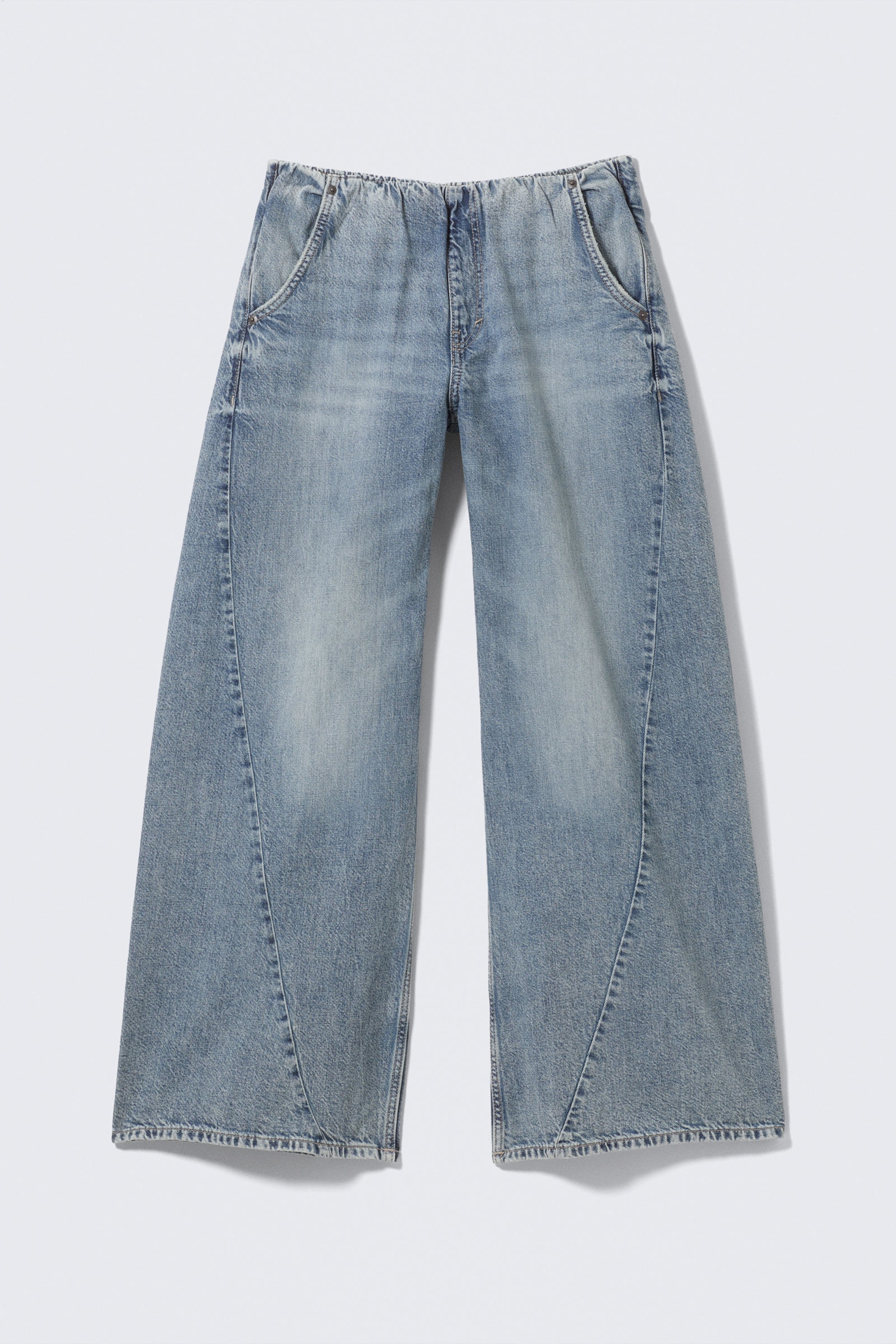 Torn Blue - Medium Blue - Low Rise Loose Fit Denim Joggers - 5