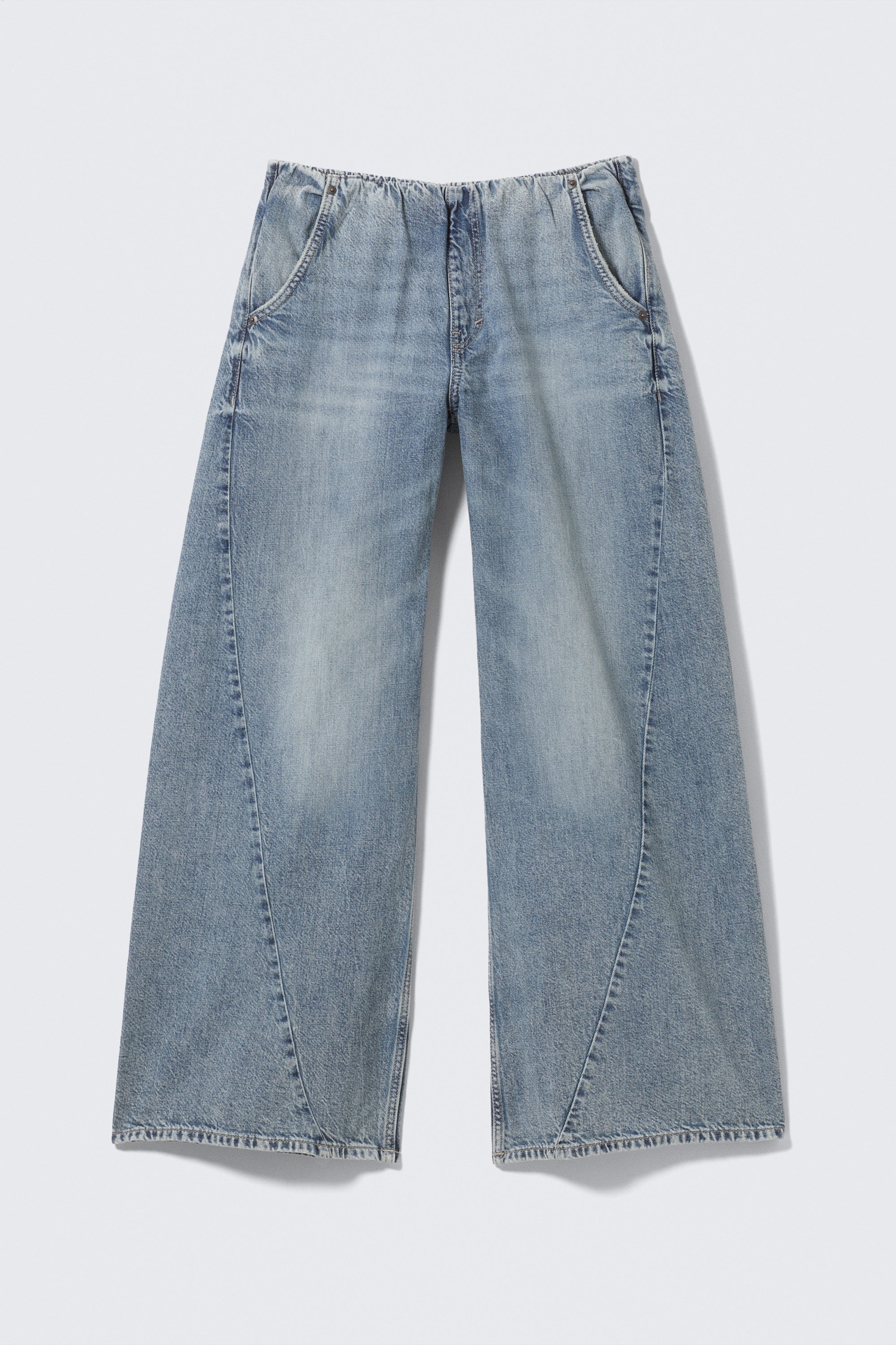 Torn Blue - Mittelblau - Weite Denim-Jogginghose mit niedrigem Bund - 1