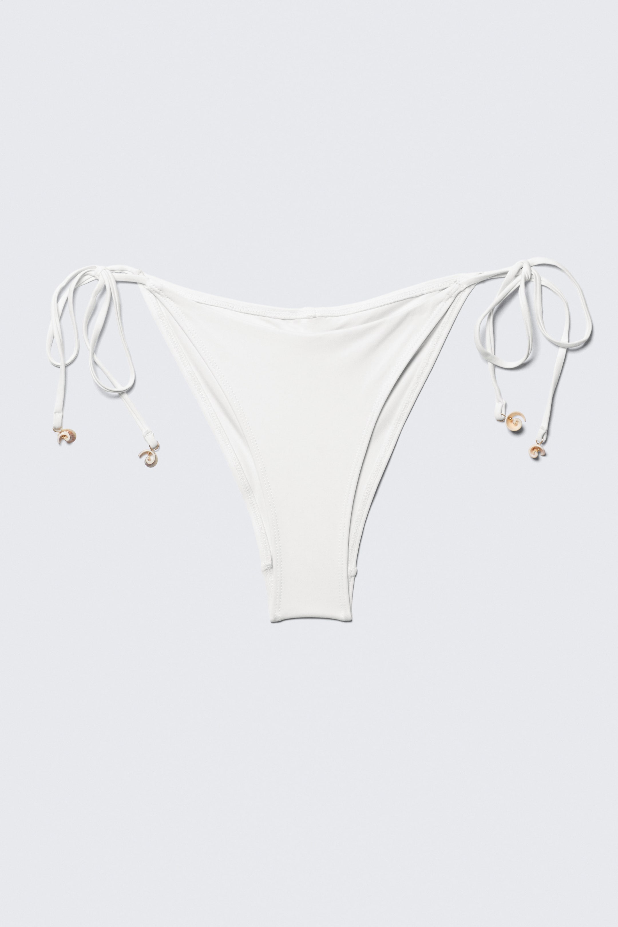 White - Shell Tie Bikini Tanga Bottom - 3