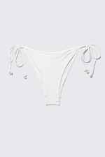 White - Shell Tie Bikini Tanga Bottom - 3