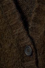 Dunkelbraun - Langer Strickcardigan mit V-Ausschnitt - 5