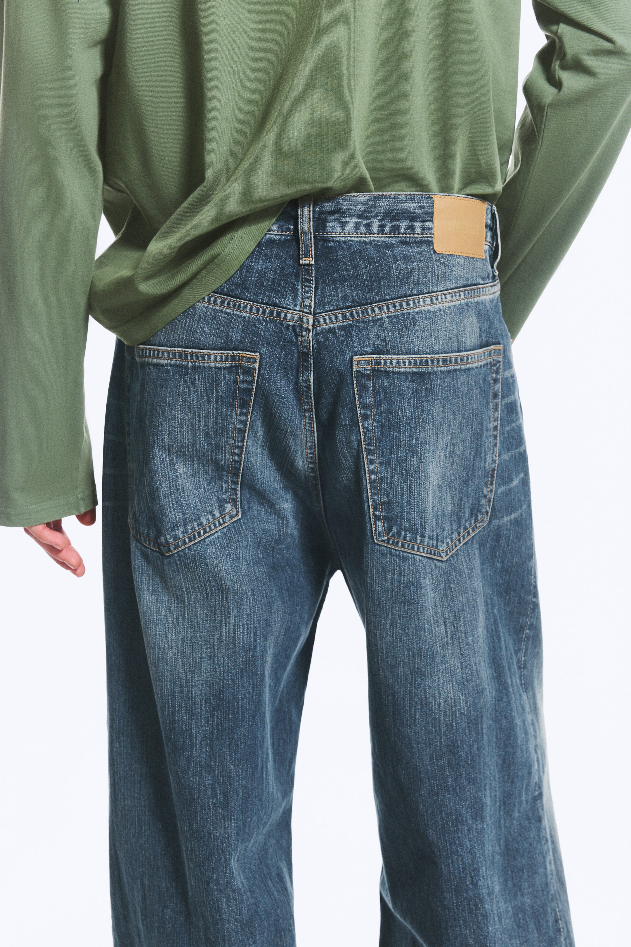 Blue Hymn – middels blå - Astro Mellomhøy Midje Løse Baggy Unisex Jeans - 5