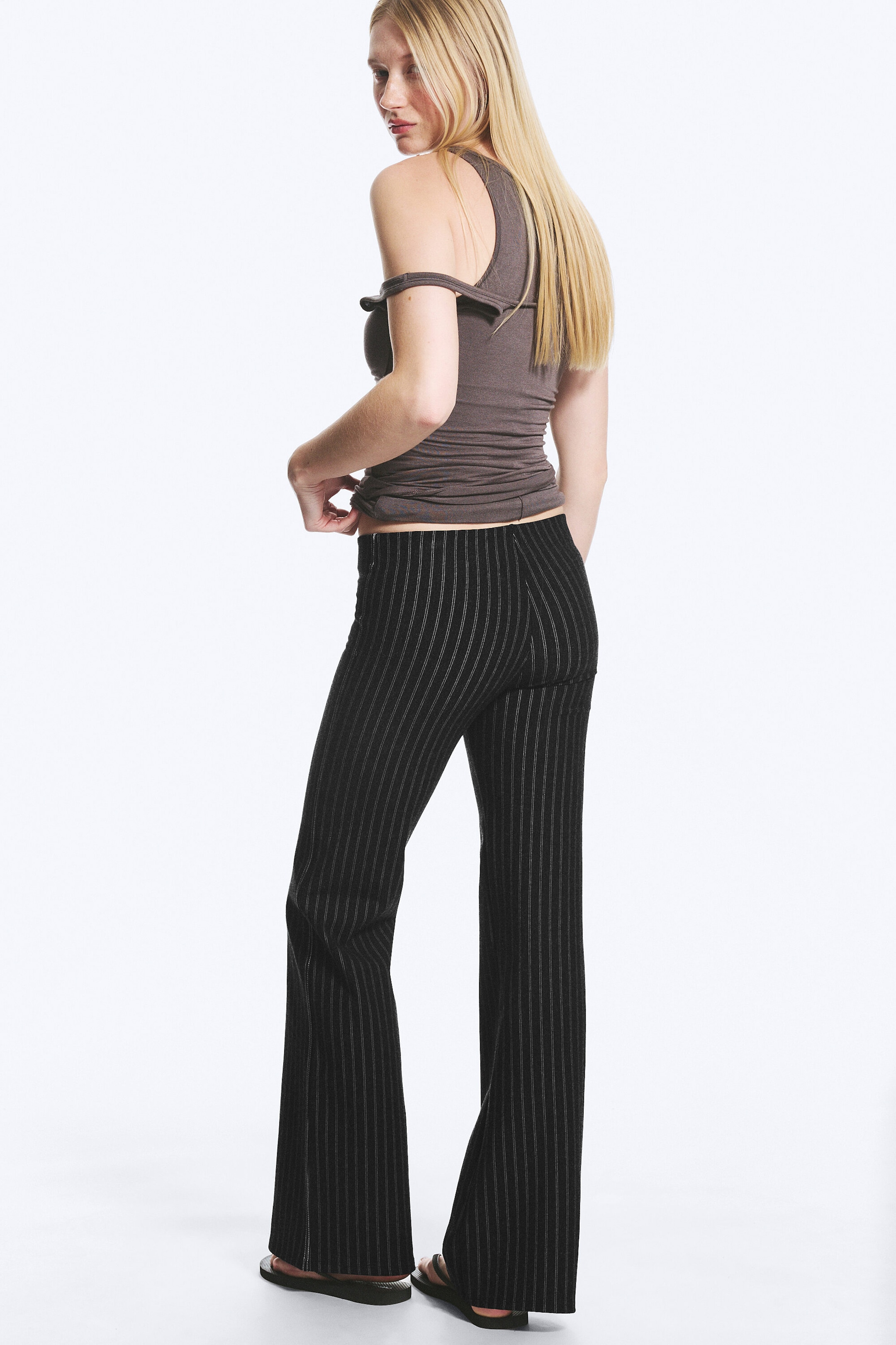 Dark Grey Pinstripe - Blair Bootcut Suiting Trousers - 2