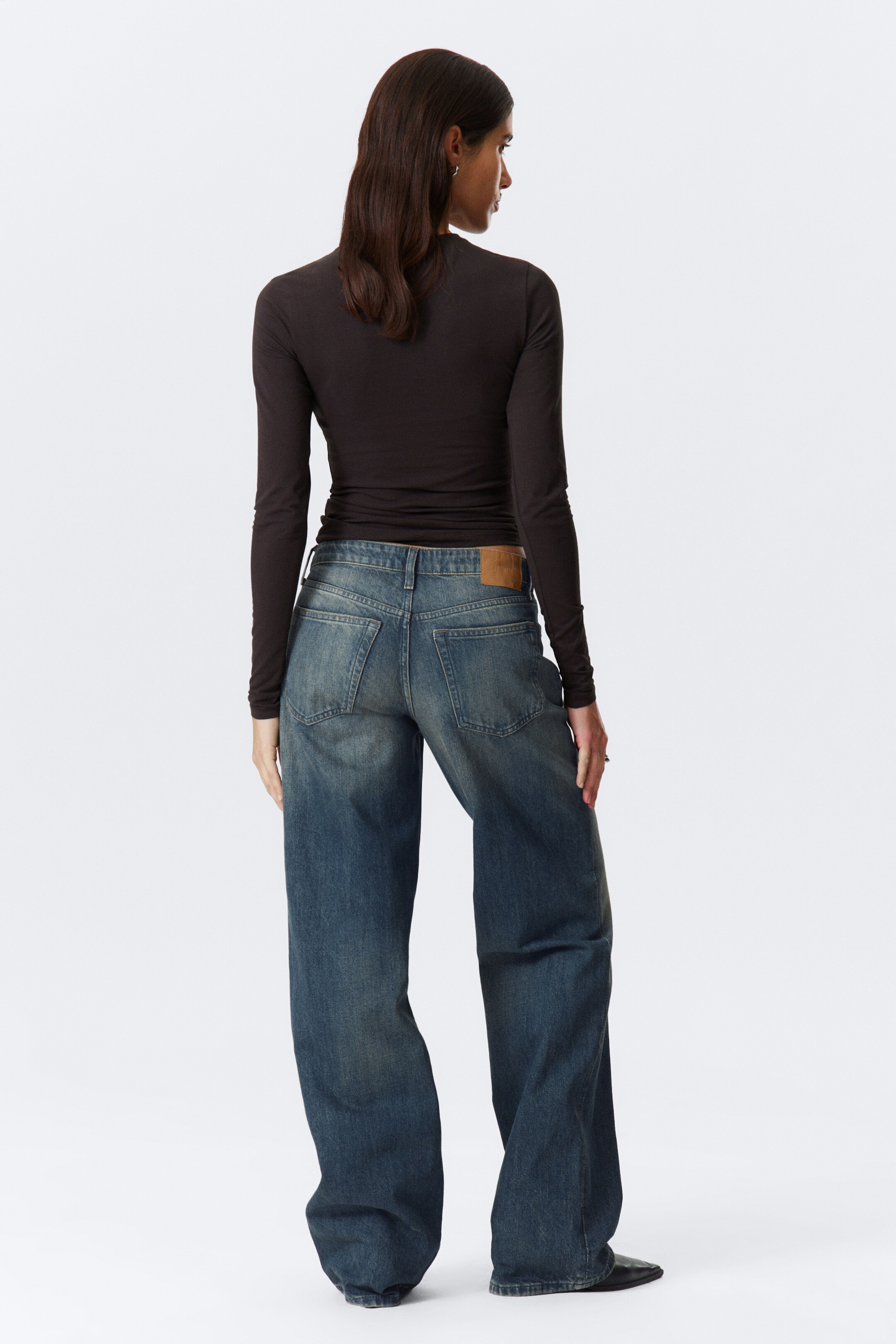 Ingrandisci l'immagine: Ample Low Rise Loose Wide Leg Jeans - Baltic Blue - Dark Blue - DONNA | H&M CH 3