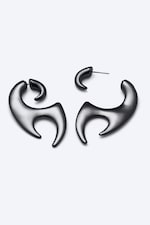 Dark Grey - Asymmetrical statement earrings - 1