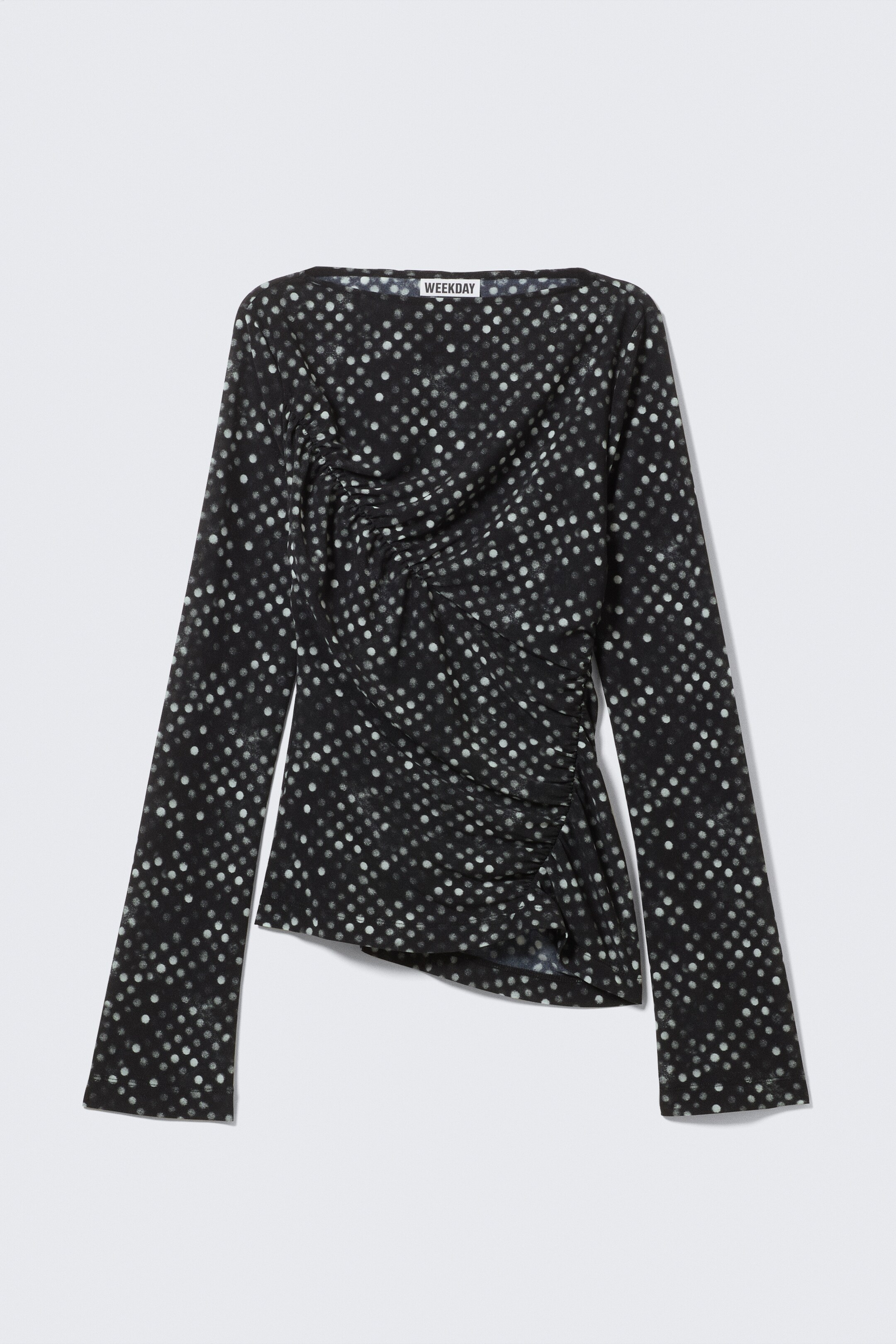 Ingrandisci l'immagine: Ruched Printed Mesh Top - Black Polka Dots - DONNA | H&M CH 4