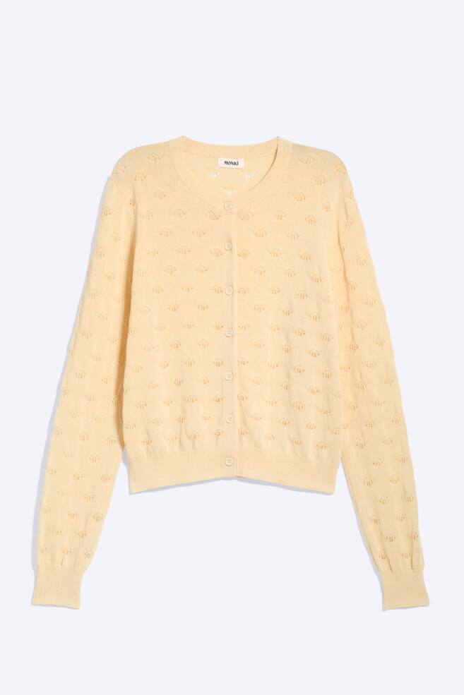 Knitted pointelle cardigan - Dusty Light Yellow/White - 1