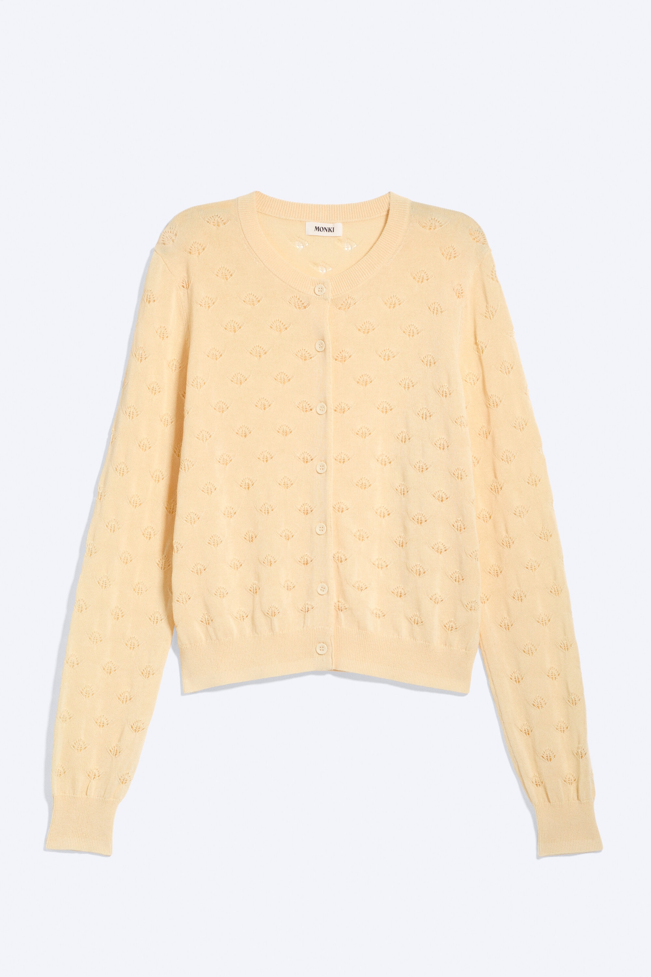 Dusty Light Yellow - Knitted pointelle cardigan - 4