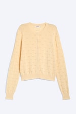 Dusty Light Yellow - Knitted pointelle cardigan - 4