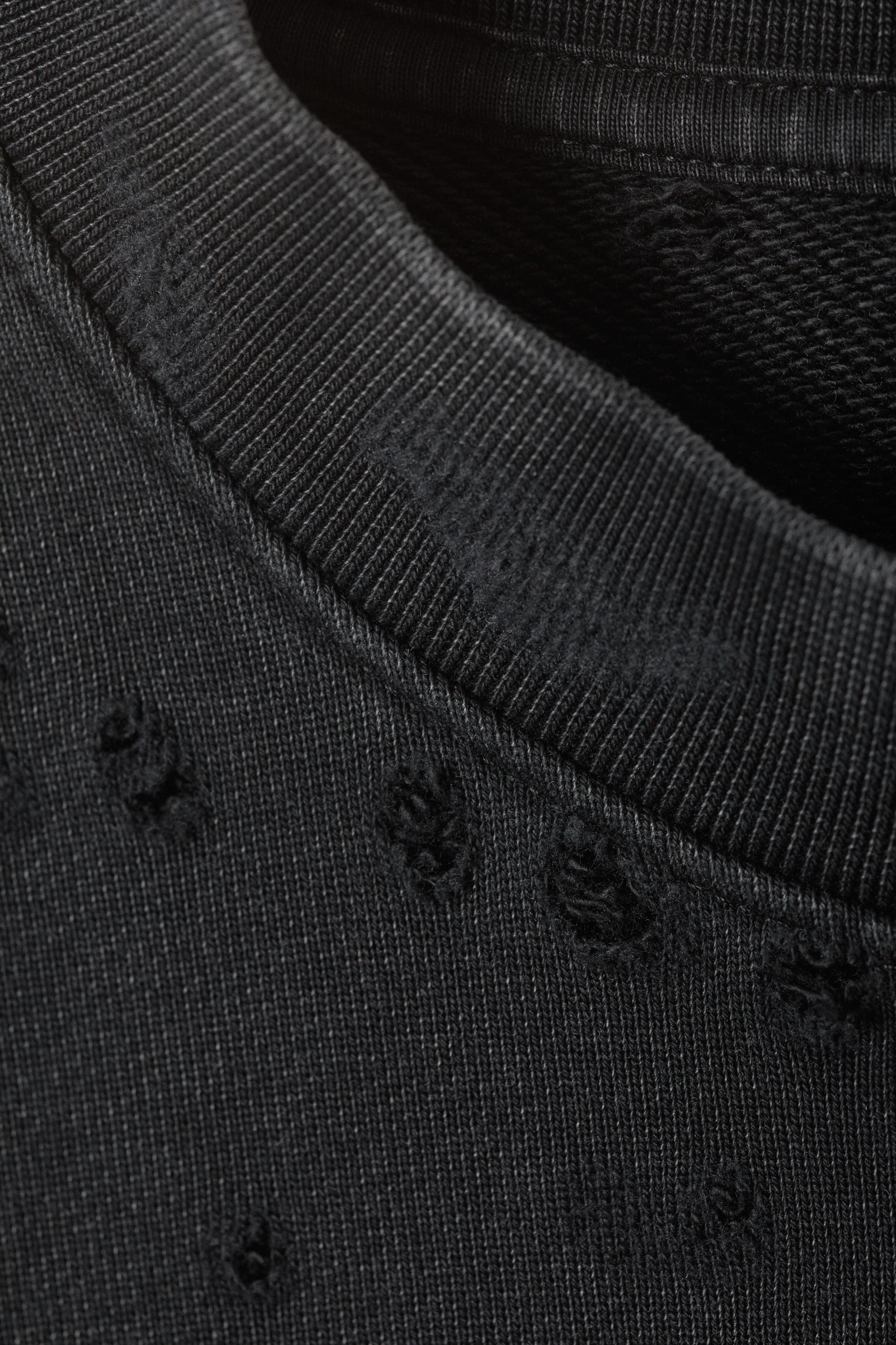 Washed Black – Zwart - CM x LB losvallend distressed uniseks sweater - 2