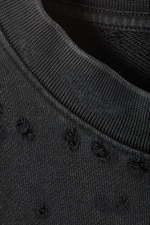 Washed Black – Zwart - CM x LB losvallend distressed uniseks sweater - 1