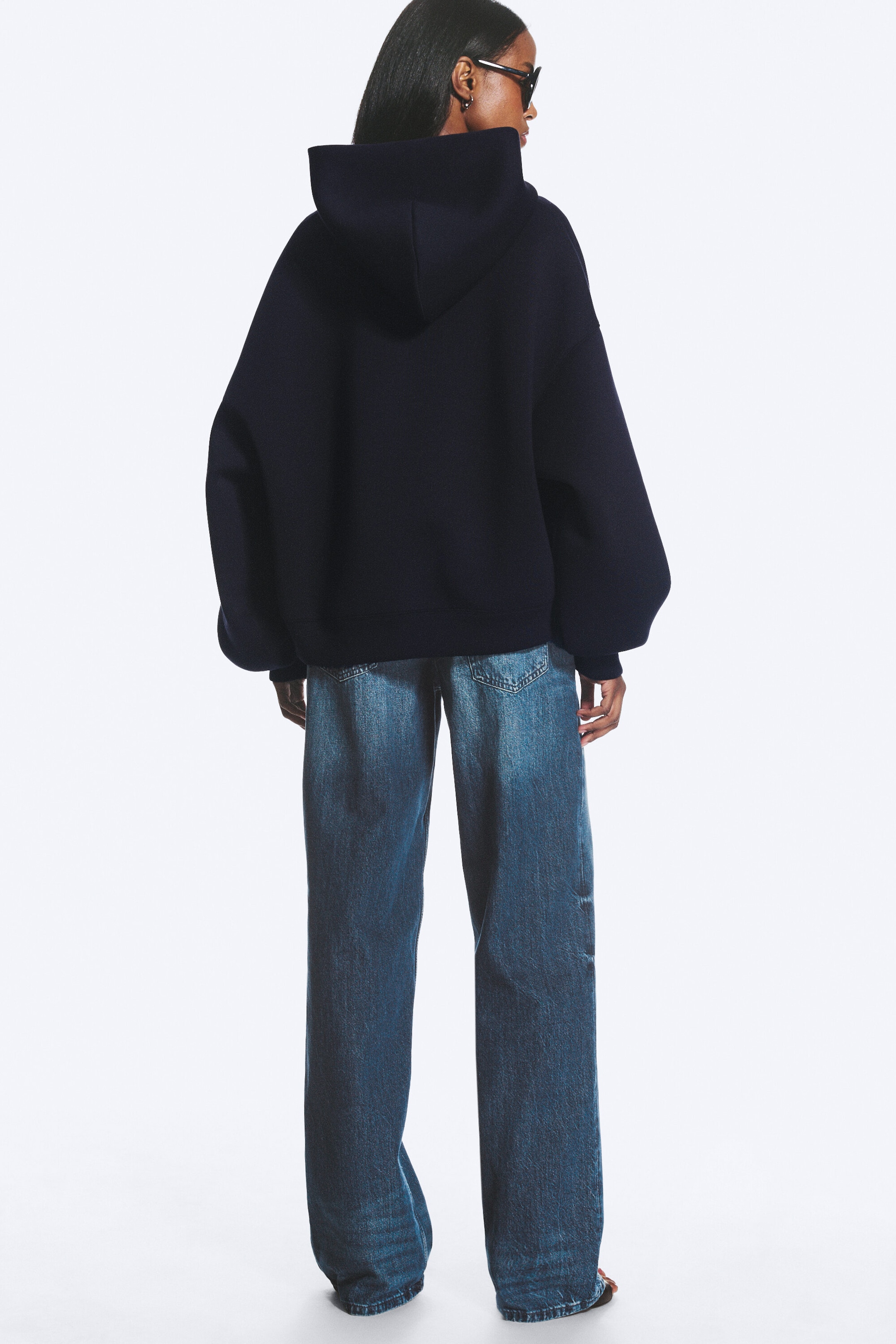 Dark Blue - Oversized Scuba Hoodie - 3