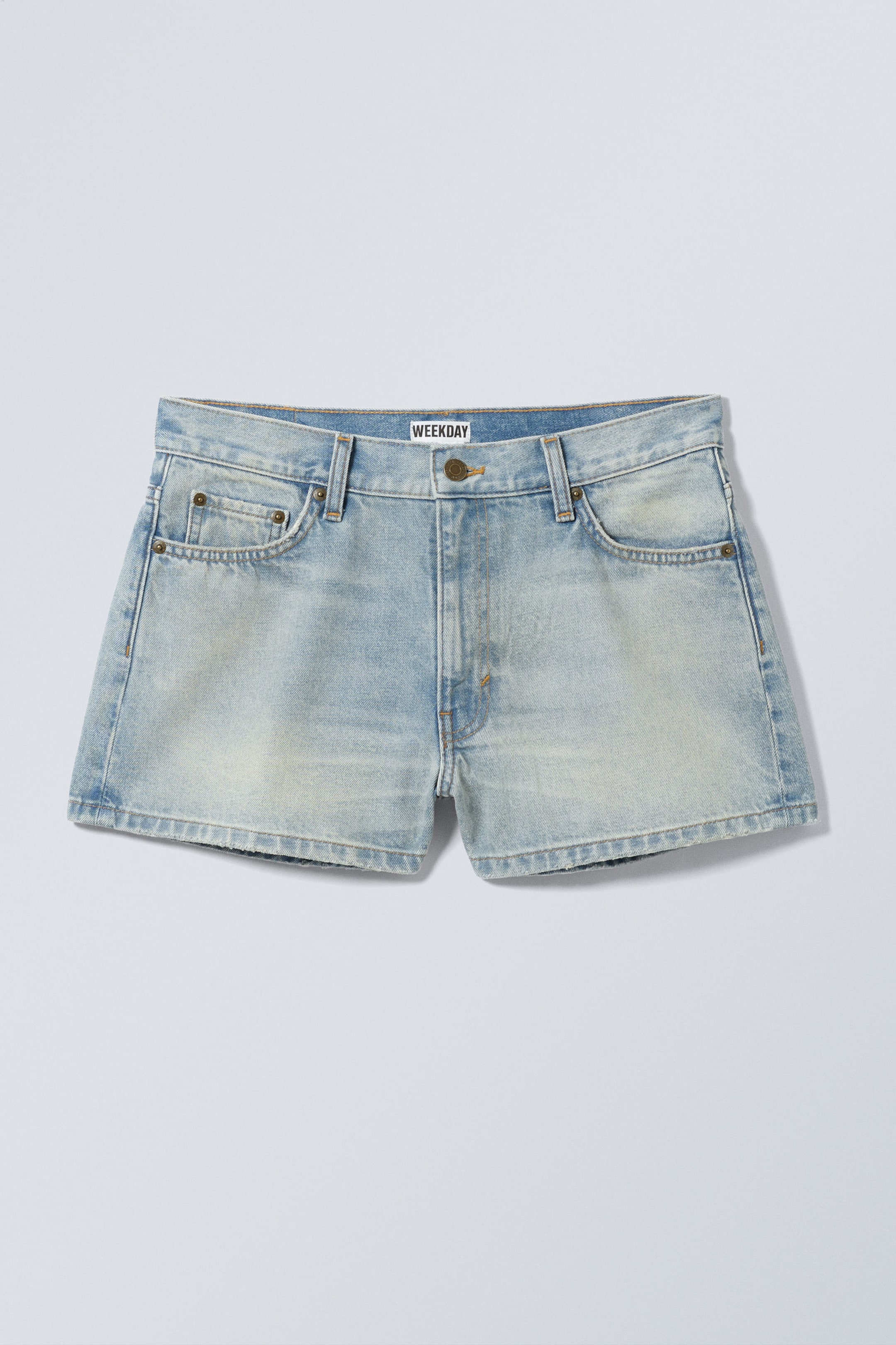 Port Blue - Light Blue - Duchess Low Rise Distressed Mini Denim Shorts - 3
