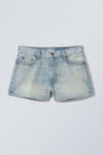 Port Blue - Light Blue - Duchess Low Rise Distressed Mini Denim Shorts - 3