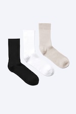 Weiß + Grau + Schwarz - Selma Socken 3er-Pack - 0