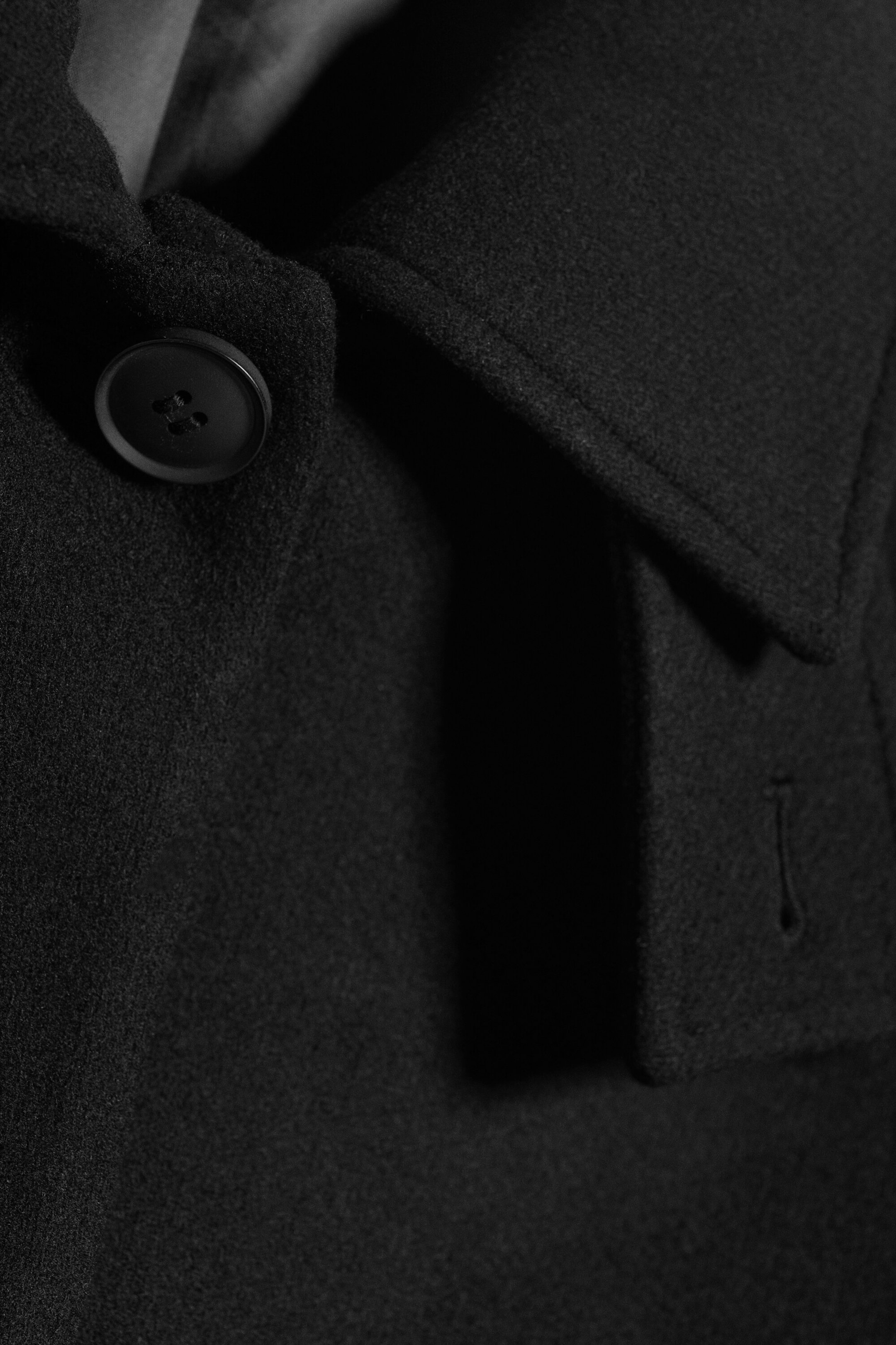 Zwart - Lange oversized jas van een wolmix - 3